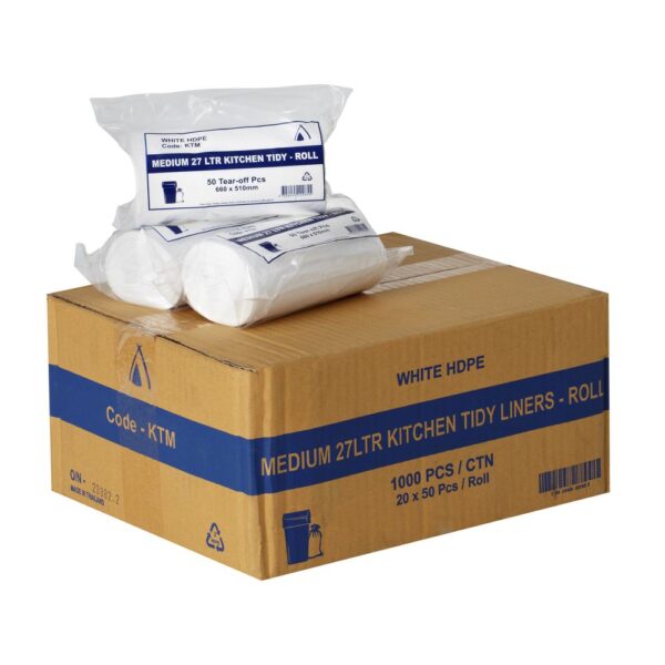 Bin Liner 27Lt White Roll 1000