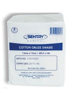 Sentry Gauze Swab 7.5x7.5cm n/st 100