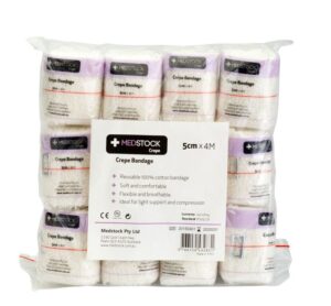Medstock Light Weight Crepe 5cm x 1.6m (unstretched) ea with clips